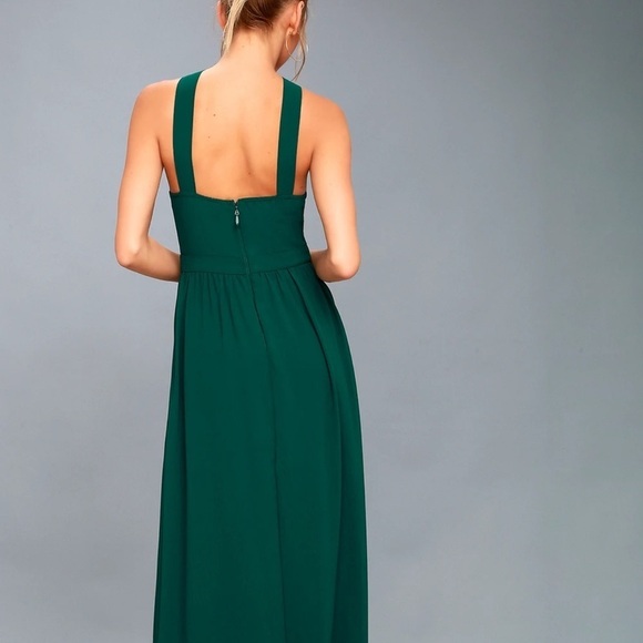 Lulus Air of Romance Forest Green Maxi Dress Size S - Picture 3 of 9